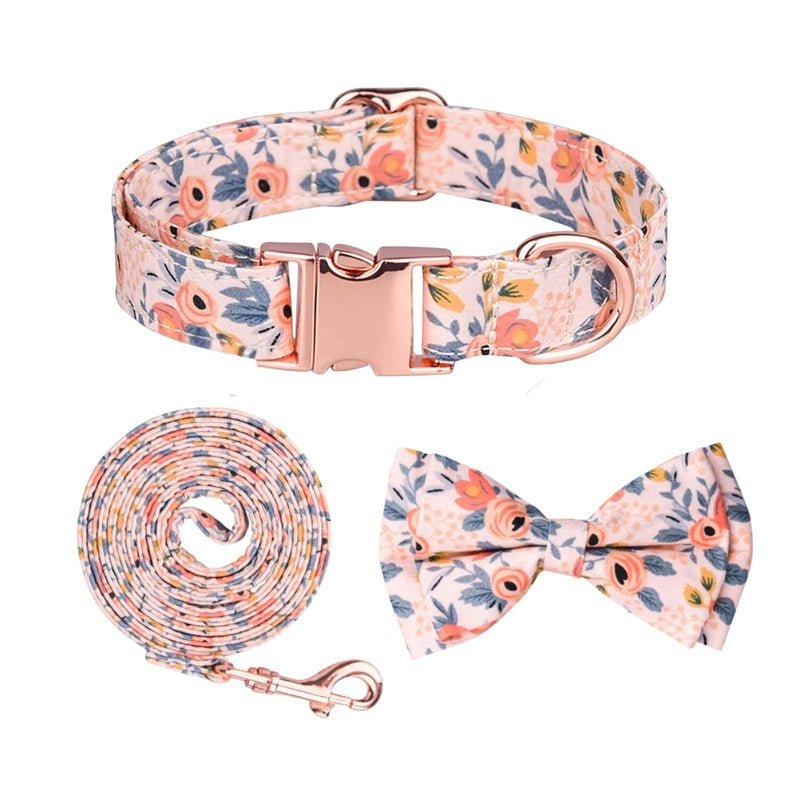 Ensemble Collier, Laisse & Nœud Papillon Fleuri pour Chien